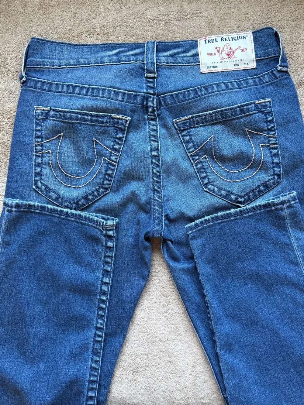 True Religion Devin Loose Straight Jeans Medium Wash Stretch Denim Men's Size 30
